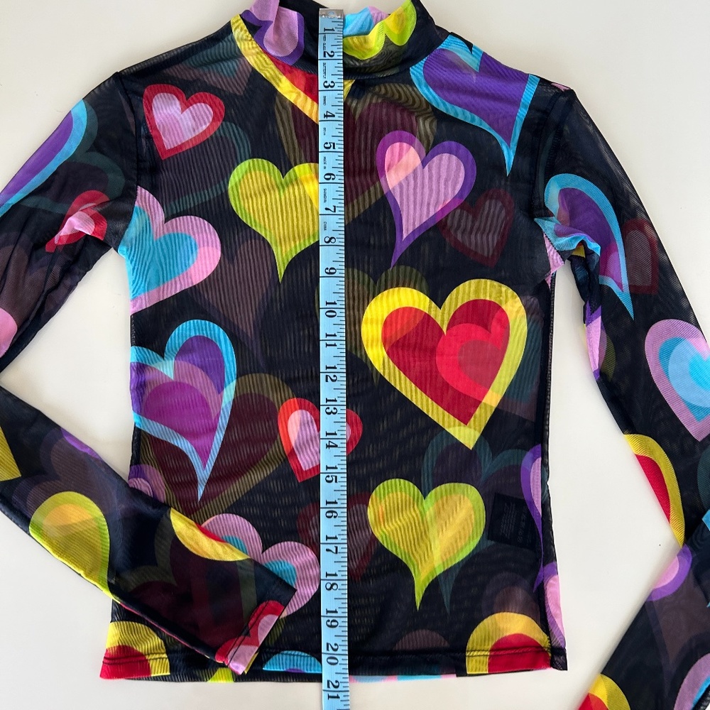 Lazy Oaf Long-Sleeve Multi-Color Heart Mesh Top - image 7